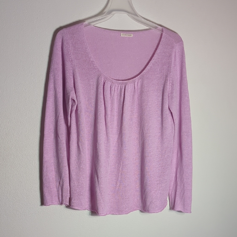 Eileen Fisher Womens Sweater 100% Linen Coquette Quiet Luxury Cotton Candy 1X